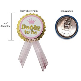 Daddy to Be Pin Princess Baby Shower Pin dad to wear at Baby Shower, Pink & Gold, It's a Girl, Baby Sprinkle