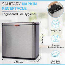 Sanitary Napkin Receptacle 4 Pack - Wall Mounted Tampon Disposal Bin - Stainless Steel Clean & Odor-Free Restroom Solution for Home, Office & Public Restrooms