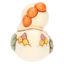 THUN, Gallina Ester con Fiore in Ceramica Decorata a Mano, Versione Piccola, Linea Sorprese di Pasqua, 6.8 x 6 x 7.8 cm h