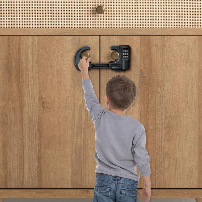 4 Pack Cabinet Locks with Combination Baby Proof Cabinet Door