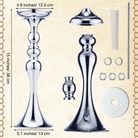 Sadnyy 16 Pcs Metal Flower Arrangements Stand Metal Wedding Centerpiece Stand Tall Table Decor Flower Vase for Wedding Reception Centerpieces Event Party Hotel Home Decor(15 Inch,Silver)