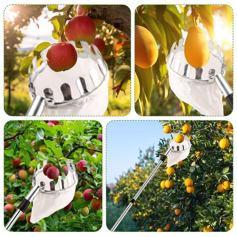HXRYAGi Fruit Picker Pole with Basket Telescoping 13Ft Adjustable Apple