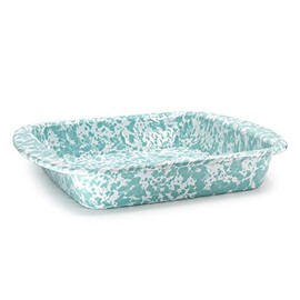 Golden Rabbit Enamelware - 9" square Brownie Pan (Sea Glass Swirl)
