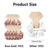 8Pcs Satin Scrunchies Set, Rose Gold & White Silk Hair