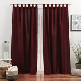 Exclusive Home Loha Tuxedo Tab Top Curtain Panel Pair, 54"x96", Radiant Red