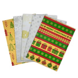 Christmas Tissue Paper for Gift Wrapping: Festive Design Gift Wrap Tissue Paper 25 Sheets 50 x 35cm 5 Different Design