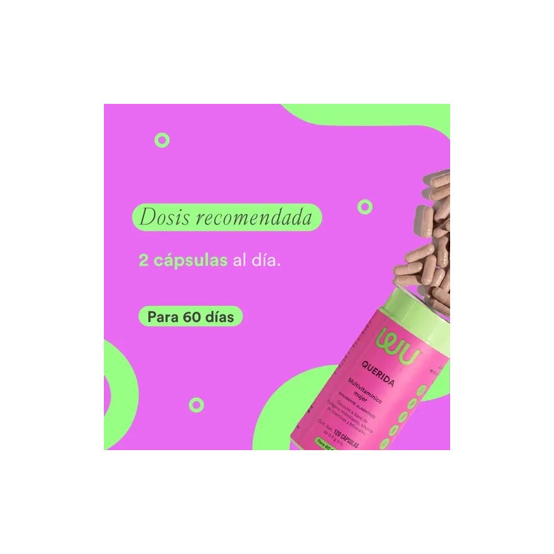 Suplemento Multivitaminico Mujer Querida Wu Nutrition 120 Capsulas Colágeno Hidrolizado