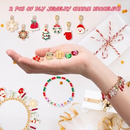 Christmas Advent Calendar 2024 Girls, Advent Calendar Charm Bracelet, DIY Charm Bracelet Making Kit, 24 Days of Surprise Xmas Countdown Gifts for Kids Teens Women