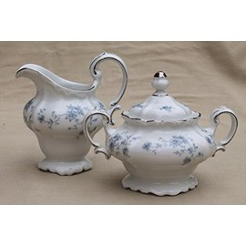 johan haviland blue garland sugar bowl and creamer set. new with box