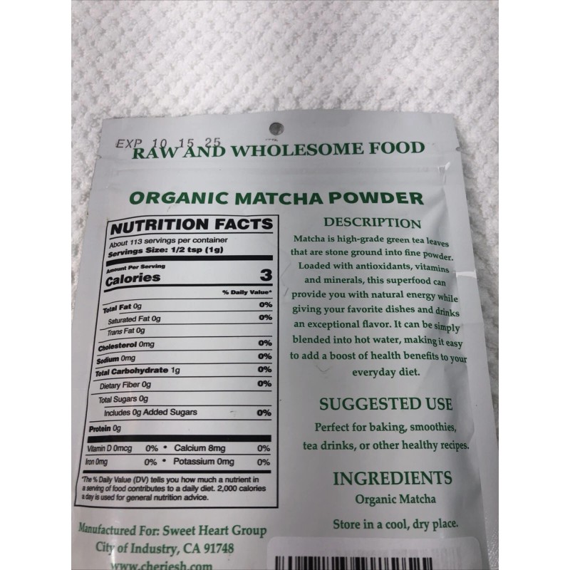 Sweet Heart Group Cherie Sweet Heart ORGANIC MATCHA Green Tea