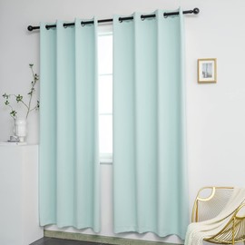 YGO Aqua Room Darkening Curtains for Bedroom Thermal Insulated Window Treatment Panels for Living Room 84 inch Long 2 Panels Set