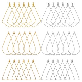 120Pcs Beading Hoop Earrings for Jewelry Making,Triangle Beading Earrings Hoop Bulk Jewelry Making Beading Supplies Teardrop Rhombus Geometric Earring Hoop for DIY Craft Earring Hoops(Gold K/White K)