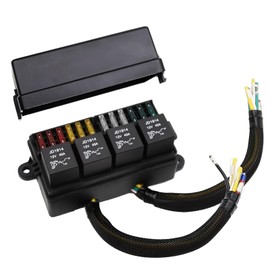 ZUDKSUY 12 Volt Fuse Relay Box with 4 Relays and 12 Way ATC/ATO Fuses Sealed 12 Volt Relay Fuse Holder Compatible for Automotive, Marine