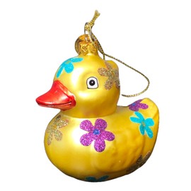 Duck Ornaments for Christmas Tree, Hand Painted Glass Duck Ornament, Rubber Duck Christmas Ornament for Christmas Tree, Duck Christmas Decorations, Christmas Rubber Duck