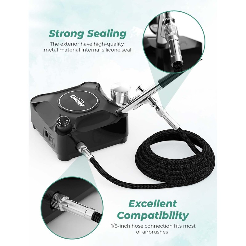 Oasser Airbrush Kit with Air Compressor, Dual Action 40 PSI
