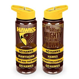Hawthorn Hawks AFL Tritan Drink Bottle with Wrist Bands and Flip-up Straw