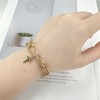Cross Charm Ball Beaded Chain Link Bracelets for Women Dainty