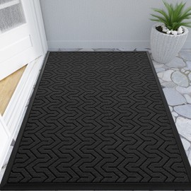 Yimobra Front Door Mat Outside Entrance, 47x32 Waterproof Outdoor Indoor Welcome Mat, Heavy Duty Doormat, Low Profile, Non Slip Garge Porch Entryway Mat, Easy Clean, Black