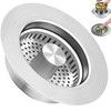 3-in-1 Kitchen Sink Drain Strainer & Stopper, Stainless Steel Food