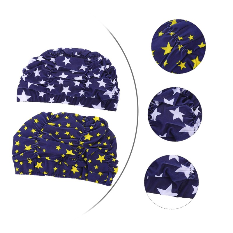 BIUDECO Pleated Swim Cap Long Hair Friendly Elastic for Adults