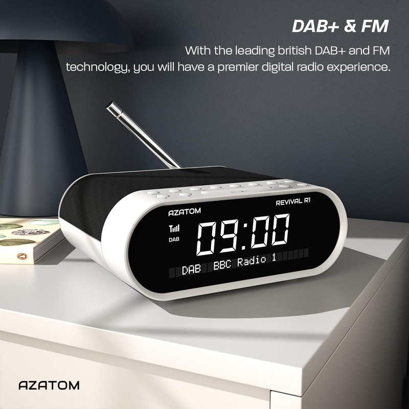 AZATOM Revival DAB+ DAB Digital FM Radio, Dual Alarm Clock,