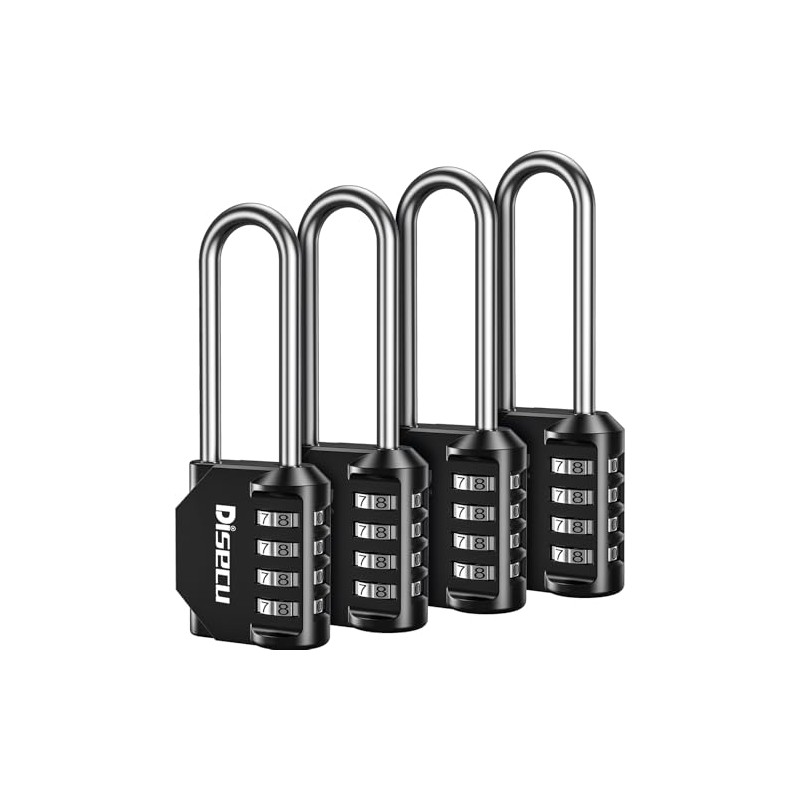 4 Pack disecu 2.6 Inch Long Shackle Combination Lock, 4