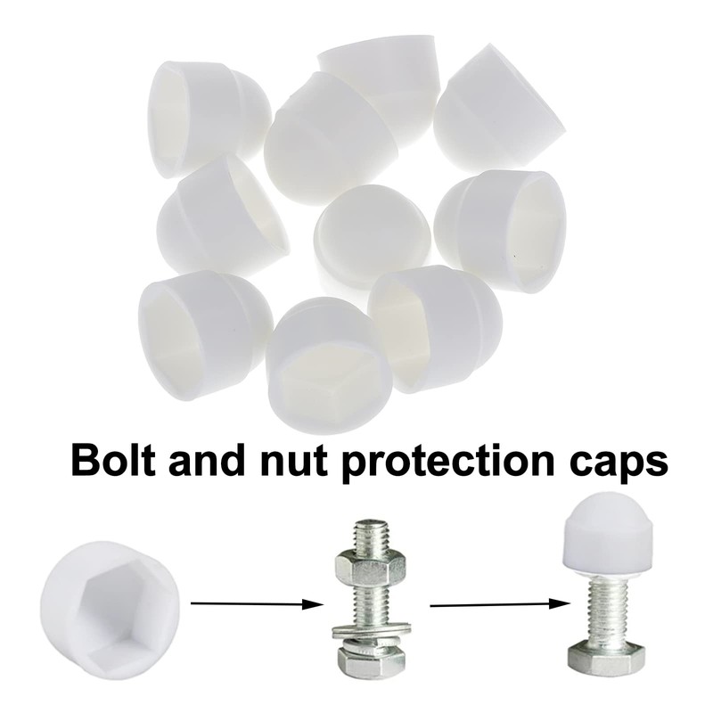 50 Pcs Hex Nut Cover, M5*8 * 9.5 White Bolt