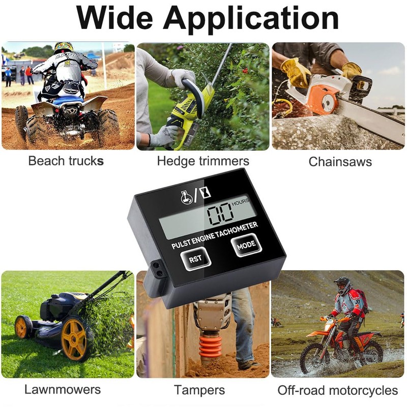 Small Engine Tachometer, Digital Tachometer Tach Gauge Reset Function Equipped