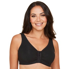 Eden House Ladies | Pack of 3 Bra Cotton Front Fastening Magic Bra | Black