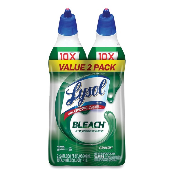 Lysol Complete Clean Toilet Bowl Cleaner with Bleach Value Pack, 2 Count