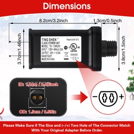 Meonum 29V Class 2 LED Power Supply with 3 Meters 2 Pin Extension Cable, UL Certification Christmas Tree Plug Replacement LED Transformer for LED String Light, Christmas Tree (TS-8W29V)