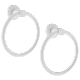 SetSail Towel Holder for Bathroom Wall Screw-in White Towel Ring Stainless Steel Heavy Duty Hand Towel Hanger for Bathrooms, Kitchen, 2 Packs