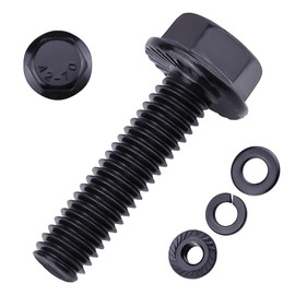 20-Sets 1/4-20 x 1-1/4" Hex Flange Bolts & Flange Nuts Combo Kit with Flat and Lock Washers- 304 Stainless Steel 18/8, Black Coated, for Heavy Duty Applications
