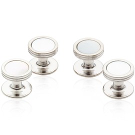 Cuff-Daddy Mother of Pearl Studs in Silver with Velour Travel Pouch
