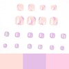 Clataly 24pcs Square Flowers Fake Nails Glossy Glitter Toe Print