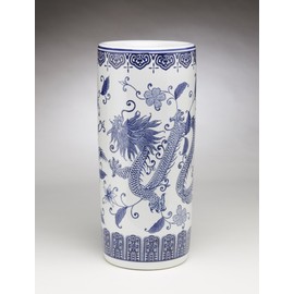 Zeckos AA Importing 59825 Ceramic Umbrella Stand 18 in Dragon Pattern