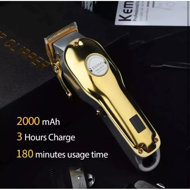 Kemei Golden Cordless Professional Hair Clippers Hair Trimmer For Men