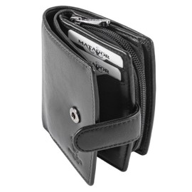 MATADOR Valencia Leather Purse Women's Medium Size with Elegant Gift Packaging Leather Purse Women's Medium Purse Women's RFID Purse Women's Leather Purse Women's Medium Size, Black Nappa, Minimalist