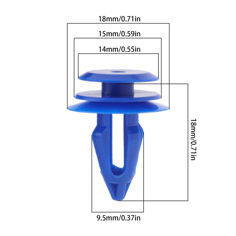 YINETTECH 50 x Car Trim Clips LR027255 Blue Plastic Front