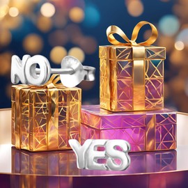 FIVE-D Yes No Earrings 925 Sterling Silver, Sterling Silver, Crystal