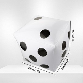 Giant Inflatable Dice, GLADFRESIT 32cm Inflatable Dice Toys for Games Props Pool Party Favors (White)