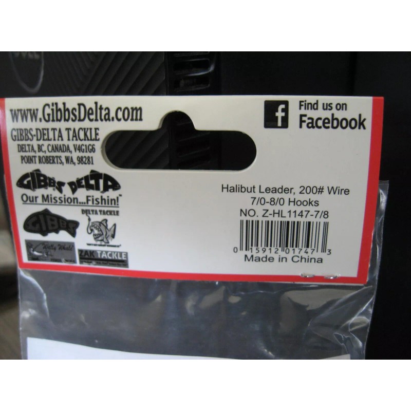 ZAK Halibut Leader Rig 200# 7 Strand 24" Flexible SS