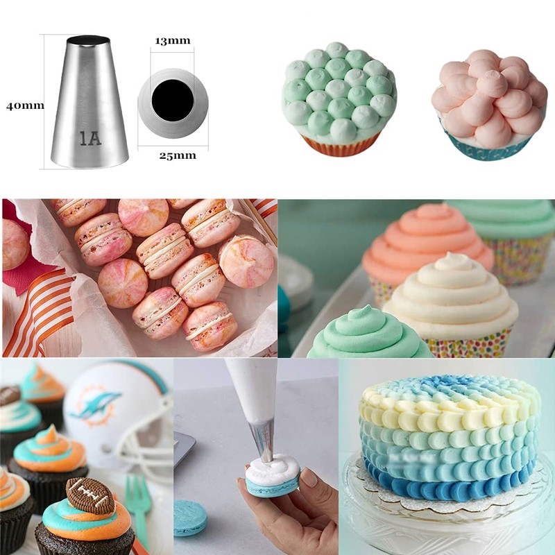 Tabiger Large Piping Tips, 6-Pack Cake Piping Nozzles Kit Stainless