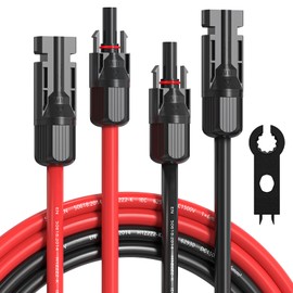 Temank 10AWG Solar Extension Cable 30 Feet, 10 Gauge Outdoor Solar Panel Wiring Cables 30FT for Solar Systems, Car, RVs, and Boats and with Weatherproof Solar Connector Adapter Kit (Red+ Black)