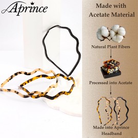 Aprince Wavy Headband for Glasses Wearers 3Pcs,Non-slip Sunglasses Headband for Women,Thin Tortoise Shell Headbands,Comfortable No-pressure Fashion Headbands