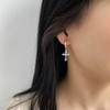 Generic Cross Earrings, Silver Dangle Hoop, Huggie, CZ Stones