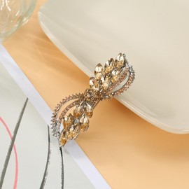 Ling & Bai 2Pcs Gold Rhinestone Hair Clip Sparkly Wedding Barrette Bridal Metal Headpieces Decorative Accessories for Women and Girls (Gold)