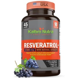 Kaibro Nutra Resveratrol Supplement 1500mg | Trans Resveratrol & Quercetin | Japanese Knotweed Extracts for Anti-Aging, Radiant Skin & Immunity Suppor
