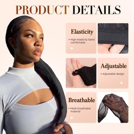 Breathable Hair Weave Sleeve for Locs with Drawstring – Extra Long Stretchy Wig Cap for Black Women, Faux Locs, Protective Styles & Bun – Fashionable & Comfortable Design (Black)