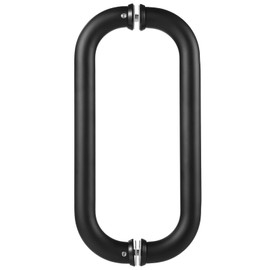 Framless Glass Shower Door Handle, C-Shaped Back-to-Back Pull Handle, Matte Black Stainless Steel Sliding Door Handle, 10.8" Mounting Hole Distance, Door Pull Hardware